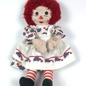 Raggedy Ann Doll Vintage 70's Handmade Embroidered, Stained- in Need of Rescue